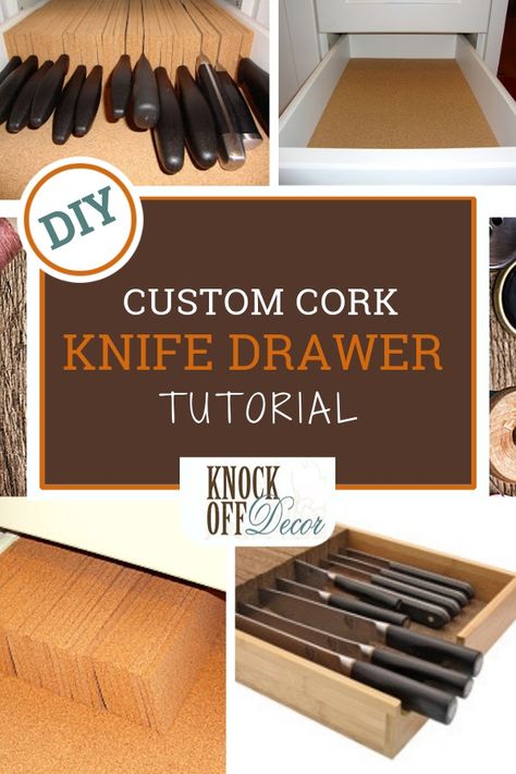 Cork Knife Storage - KnockOffDecor.com Knife Storage Ideas, Kitchen Knife Storage Ideas, Kitchen Knife Storage, Knife Drawer, Diy Outdoor Lighting, Cork Diy, Knife Storage, Diy Kitchen Decor, Funky Home Decor