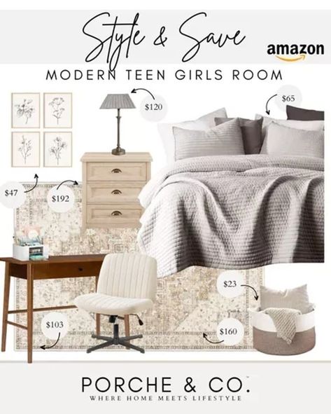 Porche & Co is sharing favorite Modern Teen Girl Bedroom Decor Update Ideas from Amazon. Start your DIY Interior project for a teen Girl's room here. Head to our LTK and our blog for more home decor inspiration. #affiliate Modern Teen Girl Bedroom, Teen Girls Room, Decor From Amazon, Bedroom Decor For Teen Girls, Teen Girl Bedroom, Interior Room, Girl Bedroom Designs, Classic Bedroom