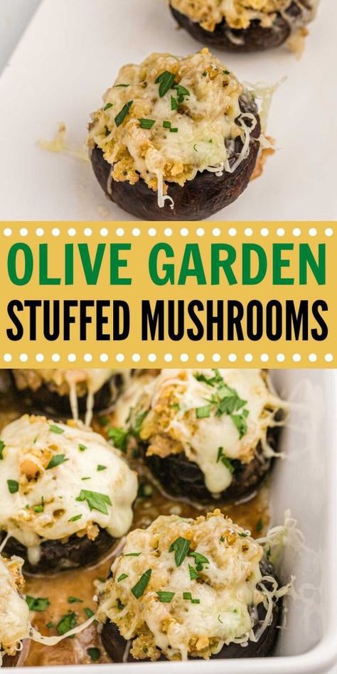 Stuffed Mushrooms With Cheese, Olive Garden Stuffed Mushrooms, Mushrooms With Cheese, Easy Stuffed Mushroom Recipe, Mushroom Appetizer Recipes, Portabella Mushrooms Recipes, Mushroom Side Dishes, Mushroom Recipes Healthy, Mushroom Appetizers