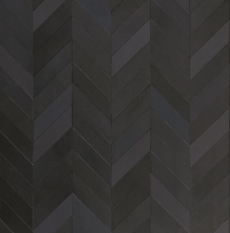 We would want more color, but I like the design and the subtlety of the variance. Black Tile Bathrooms, Chevron Tile, Mosaic Wallpaper, Bathroom Black, Black Tiles, Basement Bathroom, Bathroom Design Luxury, Black Floor, Bathroom Floor Tiles