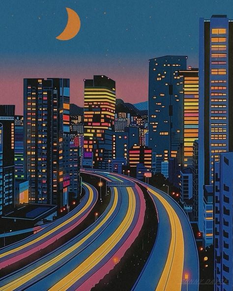 Retro City Aesthetic, Moody Drawings, Outsiders Division, City Life Aesthetic, Surrealist Collage, Retro Graphic Design, Vaporwave Art, Retro Artwork, City Silhouette