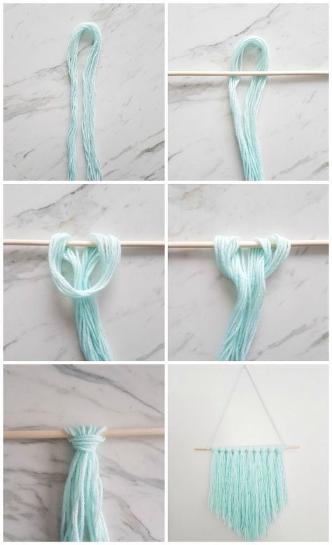 Easy Diy Wall Hanging, Diy Hanging Shelves, Diy Wand, Dekor Diy, Yarn Wall Hanging, Diy Simple, Wall Hanging Diy, Yarn Diy, Mason Jar Diy