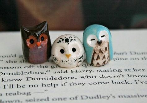 Owl Harry Potter, Clay Owls, Harry Potter Owl, Clay Owl, Little Owls, Pottery Animals, Polymer Clay Animals, Clay Animals, Diy Pottery