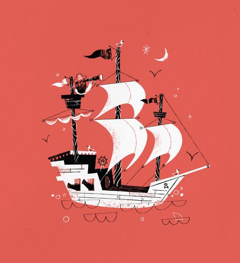 Pirate Boat Illustration, Vintage Pirate Illustration, Pirate Illustration Concept Art, Pirate Ship Illustration, Pirate Ship Design, Cartoon Pirate Ship, Pirate Ship Drawing, Pirates Ship, Pirate Illustration