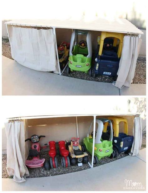 If you really want to house your children’s driving toys in style, make them their own mini garage.