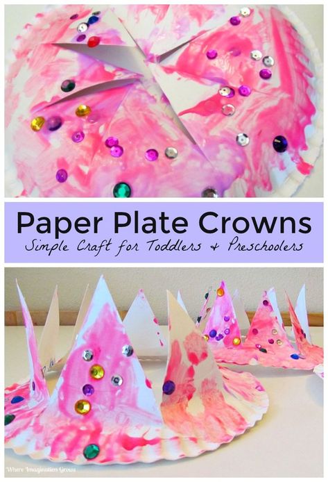 Easy DIY Paper Plate Crown Craft for Kids! A simple craft for toddlers and preschoolers Paper Plate Crown, Purim Crafts, Fairy Tale Crafts, Craft For Toddlers, Princess Crafts, Paper Plate Crafts For Kids, Crown Crafts, Simple Craft, Daycare Crafts