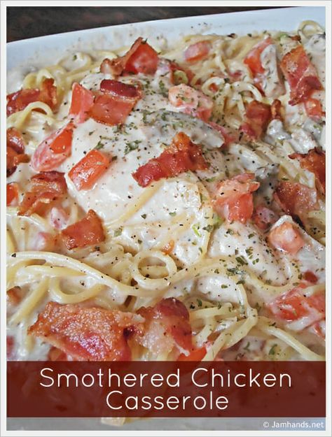 Smothered Chicken Casserole, Smothered Chicken Recipes, Cheesy Chicken Casserole, Dorito Casserole, Creamy Chicken Casserole, Chicken And Bacon, Ground Beef Casserole Recipes, Smothered Chicken, Ground Beef Casserole