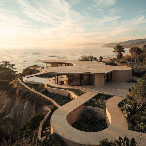 Rate this Beachside Mansion in Malibu 1-10 🌅 Swipe left until you find your dream room ✨ What’s your favorite part? - Tag someone who would live here with 😌 - Organic Beachside Mansion off the Coast of Malibu, with a Coastal Interior. Inspired by Frank Lloyd Wright - #malibucalifornia #conceptarchitecture #aidreamscapes #organicarchitecture #beachhouseinteriors #coastalhomes #midjourneyarchitect #beachsideliving #franklloydwright #aiarchitecture #midjourneyarchitecture #beachhome #theworldof... Beachside Mansion, Cliffside House, Malibu Mansion, Coastal Architecture, Coastal Interior, Breathtaking Scenery, Bloxburg Ideas, Beach House Interior, Malibu California