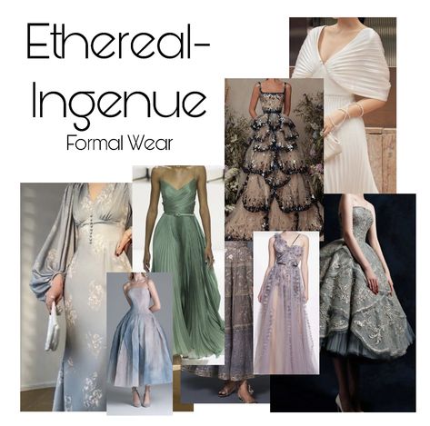 Ethereal Ingenue Romantic, Ethereal Capsule Wardrobe, Ethereal Ingenue Aesthetic, Soft Classic With Ethereal Essence, Dramatic Summer Outfit, Romantic Natural Essence Style, Ingenue Archetype Aesthetic, Ethereal Ingenue Essence, Classic Ingenue Essence