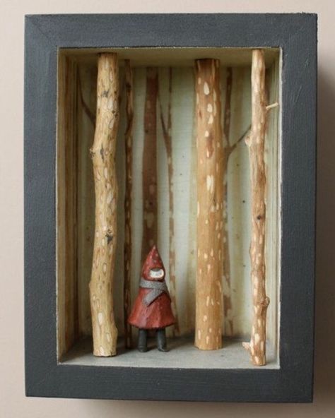 Shadow Box Kunst, Sculpture Art Projects, Shadow Box Art, Diy Artwork, Kids Artwork, Assemblage Art, Shadow Boxes, Box Art, Wooden Box