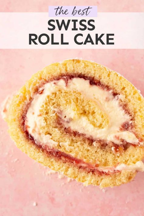 Learn how to make a beautiful, swirled Vanilla Swiss Roll Cake that doesn't crack! This simple genoise sponge is baked, rolled and filled with jam and vanilla whipped cream. Recipe from sweetestmenu.com #cake #cakeroll #swissroll Sponge Roll Cake Recipe, Sponge Cake Roll Recipe, Vanilla Swiss Roll Recipe, Vanilla Swiss Roll, Best Easter Desserts, Cake Baking Ideas, Swiss Roll Recipe, Sponge Cake Roll, Genoise Sponge