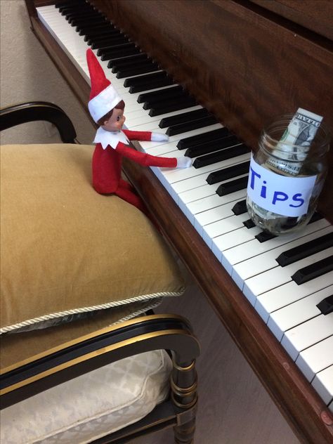 Piano playing elf on the shelf Elf On Shelf Nutcracker Ideas, Elf On The Shelf Piano, Elf On The Shelf Choir, Elf On The Shelf Drum Set, Elf On The Shelf Dj Booth, Elf On The Shelf Playing Chess, Band Room, Elf On The Shelf With Pez Dispenser, Piano Playing