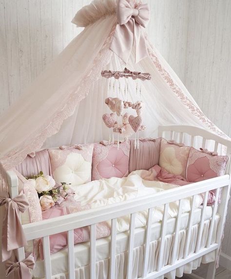 Princess Crib, Luxury Baby Room, Newborn Baby Bedding, Baby Room Closet, Girl Crib Bedding Sets, Baby Clothes Storage, Baby Room Themes, Crib Bedding Girl