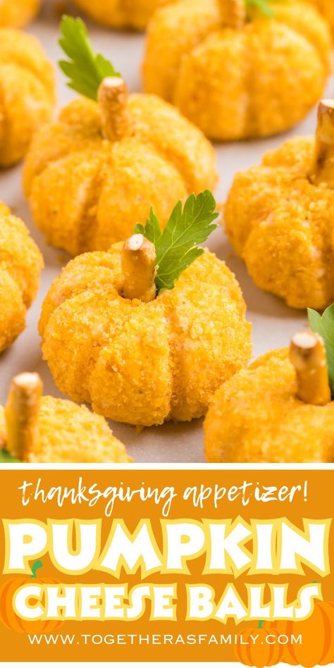 These pumpkin shaped Mini Pumpkin Cheese Balls are the best finger food appetizer for gatherings and holiday meals. A creamy & savory cheeseball rolls in crushed cheese crackers and shaped like a pumpkin! Mini Pumpkin Cheeseballs, Pumpkin Cheese Appetizer, Mini Pumpkin Cheese Balls, Football Shaped Cheeseball, Boursin Pumpkin Cheese Ball, Pumpkin Shaped Cheese Ball Recipe, Halloween Appetizers Savory, Fall Savory Appetizers, Cheese Ball Pumpkin Shaped