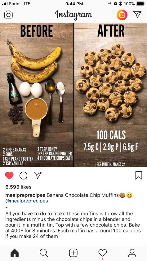 Banana Chocolate Chip Muffins, Banana Chocolate, Banana Chocolate Chip, Chocolate Chip Muffins, Healthy Sweets, Sweets Treats, Healthy Treats, Healthy Baking, Healthy Dessert