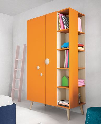 Battistella Woody wardrobe with open shelves. So many colour combinations to… Wardrobe Shutter Design, Childrens Wardrobes, Shutter Designs, Childrens Bedroom Furniture, Furniture Finishes, Childrens Furniture, Kids Bedroom Furniture, Childrens Bedrooms, Best Interior