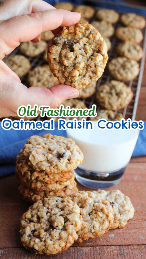 These old fashioned oatmeal raisin cookies are chewy and delicious. They have cinnamon and cloves to give them tons of flavor. This classic recipe is sure to be a hit with your family. Cookies Oatmeal, Delicious Oatmeal, Cookies Stuffed, Best Oatmeal Cookies, Cookie Recipe Video, Cookie Recipes Oatmeal Raisin, Oatmeal Raisin Cookies Chewy, Old Fashioned Oatmeal, Coconut Oatmeal