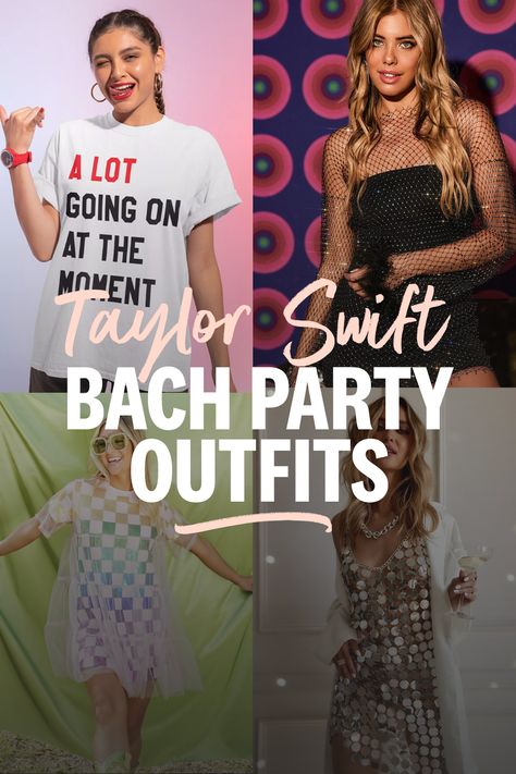 taylor swift bachelorette party outfit ideas Taylor Swift Bachelorette Outfits, Taylor Swift Brunch Outfit, Tswift Bachelorette Party, Matching Taylor Swift Concert Outfits, Taylor Swift Bachelorette Party Outfit, Taylor Swift Bachelorette Party Shirts, Taylor Swift Eras Bachelorette Party, Taylor Swift Hen Party, Tswift Bachelorette