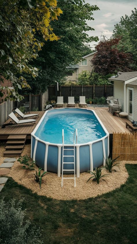 20 Budget-Friendly Ideas to Transform Your Space with Cheap Above Ground Pools - Harvesthex Small Pools For Small Yards, 2025 Aspirations, Pool Deck Ideas Above Ground, Cheap Above Ground Pool, Pools For Small Yards, Simple Pool, Pool Deck Ideas, Above Ground Pools, Small Yards