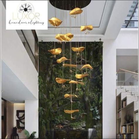 Gorgeous & Unique Lighting At Prices You Can Afford. Have Your Home Look Expensive At A Fraction Of The Cost. Hallway Chandelier, Leaf Chandelier, Long Chandelier, Living Room Dimensions, Staircase Chandelier, Small Chandelier, Art Lamp, Lotus Leaf, Chandelier Style