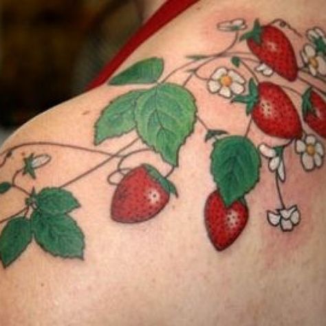 Strawberry Tattoos, Strawberry Vine, Strawberry Tattoo, Fruit Tattoo, Vine Tattoo, Vine Tattoos, Plant Tattoo, Tatuaje A Color, Tattoo Me