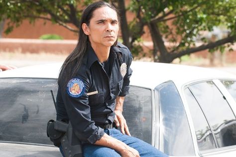 Tribal police.  [Longmire, Officer Mathias]. Longmire Cast, Walt Longmire, Longmire Tv Series, Native American Actors, Zahn Mcclarnon, Native American Men, Jesus Christ Superstar, Great Tv Shows, Native American Indians