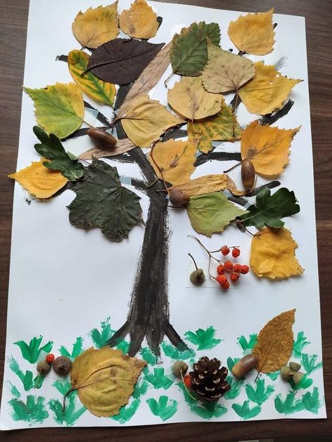 Autumn Collage Art, Nature Collage For Kids, Pinecone Animals, Fun Fall Crafts For Kids, Leaf Rubbings, Leaf Collage, Leaf Projects, Kindergarten Art Projects, Simple Collage