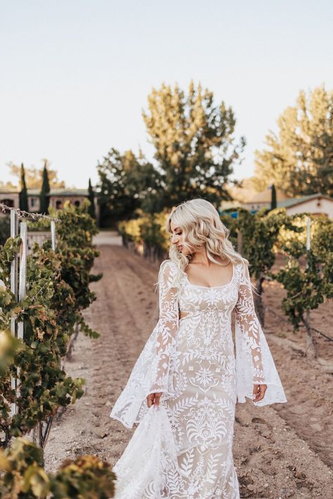 Winery Wedding | Casa Rondena Wedding | Casa Rondena Winery | Willoby Bridal | Willowby by Watters | Watters Bridal | Albuquerque Wedding | New Mexico Wedding | Wedding | Wedding Photography | Bride | Bridal | Bridal Photography | Bridal Gown | Long Sleeve Wedding Gown | Long Sleeve Bridal Gown | Bridal Trends | Elopement | Elopement Photography | Wedding Inspo | Elopement Inspo | Bridal Inspo | Real Wedding | Real Elopement | Real Bride Boho Elopement Groom Attire, Modern Western Wedding Dress, Long Sleeve Western Wedding Dress, Western Lace Wedding Dress, Boho Western Wedding Dress, Western Bridal Dresses, Winery Elopement, Wedding Winery, Willowby By Watters