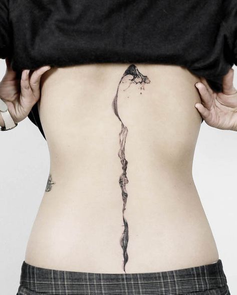 Tattoo Down Spine, Scottish Tattoo, Nape Tattoo, Flower Spine Tattoos, Cool Back Tattoos, Lightning Tattoo, Unique Small Tattoo, Mystical Tattoos, Tattoo Water