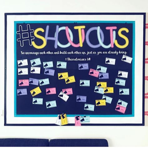 Shoutout Bulletin Board Ideas, Student Shout Out Bulletin Board, Shout Out Board Classroom, Instagram Shoutout Ideas, Shout Out Board Employee, Staff Shout Out Board, Staff Bulletin Boards, School Signs, Organization Planning