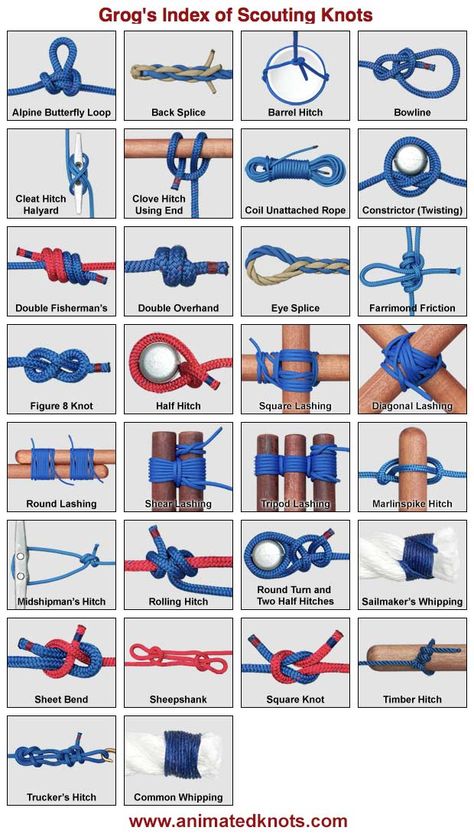 Click to enlarge pictures Scout Knots, Camping Knots, Survival Knots, Knots Guide, Knots Diy, Survival Life Hacks, Rope Knots, Survival Techniques, Fishing Knots