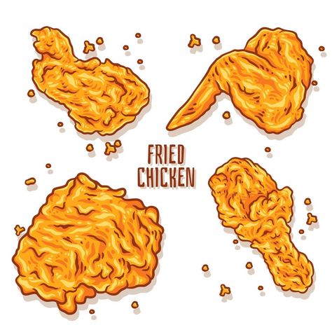 Crispy fried chicken vector illustration Anime Fried Chicken, Fried Chicken Painting, Fried Chicken Tattoo, Fried Chicken Vector, Chicken Illustration Food, Fried Chicken Drawing, Fried Chicken Illustration, Fried Chicken Cartoon, Chicken Vector Illustration