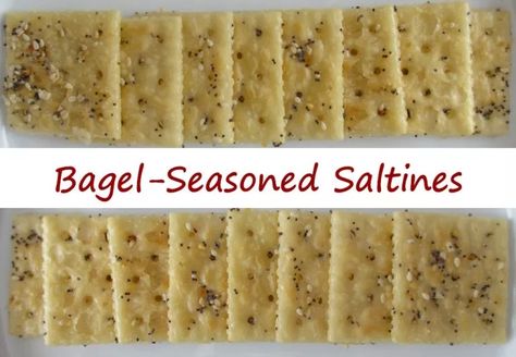 Bagel-Seasoned Saltines - Life's A TomatoLife's A Tomato Seasoned Saltines, Fennel Uses, Seasoned Crackers, Ritz Cracker Recipes, Fire Crackers, Soda Crackers, Snack Mixes, Everything Bagel Seasoning, Bagel Seasoning