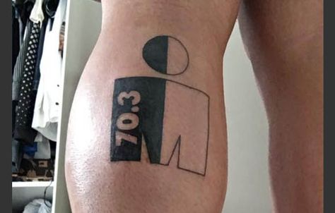 The IRONMAN logo has become a badge of honor for IRONMAN finishers across the globe. Whether it's the small M-Dot on the calf or part of a larger piece on your shoulder, there's no better way to solidify your superhuman status than with some ink. 70.3 Ironman Tattoo, Half Ironman Tattoo, Ironman 70.3 Tattoo, Ironman Tattoo Triathlon, Tri Tattoo, Ironman Tattoo Ideas, Ironman Logo, 3 Tattoo Ideas, Ironman Triathlon Motivation