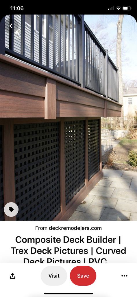 Under Decking Storage Ideas, Under Deck Privacy, Black Lattice Under Deck, Under Deck Skirting Ideas, Storage Under Deck, Side Porch Ideas, Deck Redo, Lattice Deck, Under Deck Storage