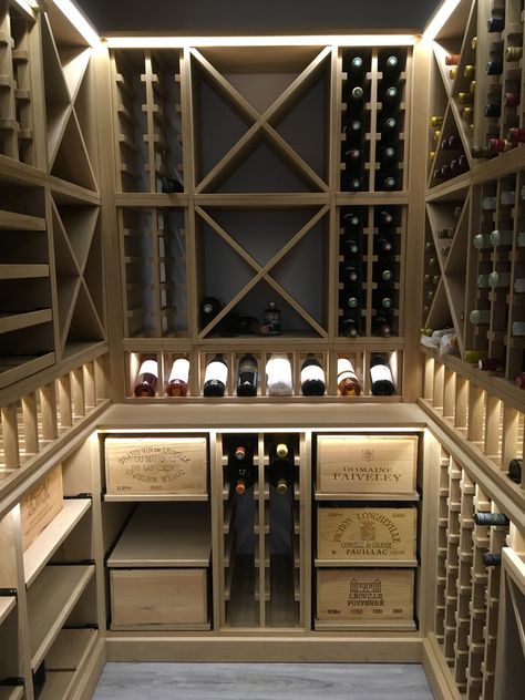 Wine Seller Ideas, Wine Cellar Closet, Wine Seller, Cave A Vin, Wine Room Design, Wine Cellar Basement, Glass Wine Cellar, Danish Oil Finish, House Pantry