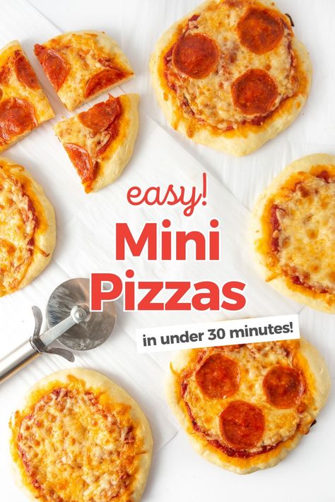 A pizza recipe for kids that adults will love too! Make these mini pizzas and customize them with your favorite toppings. Easy Mini Pizza Recipe, Kids Pizza Recipes, Fun Pizza Recipes, Mini Pizza Recipes, Pizza Cups, Kids Pizza, Pizza Dough Recipe Easy, Supreme Pizza, Make Your Own Pizza