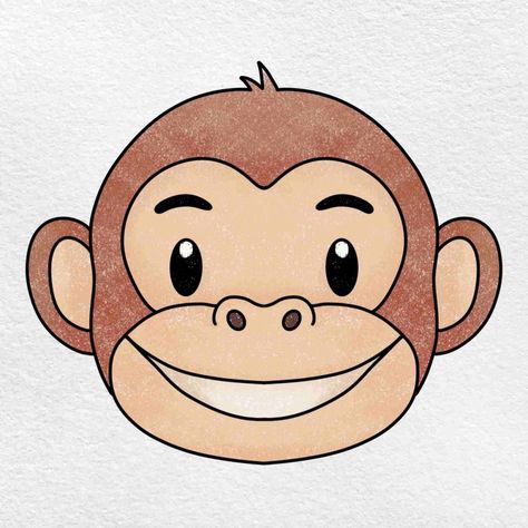 How to Draw a Monkey Face - HelloArtsy Monkey Face Drawing, Monkey Drawing Easy, Face Pencil Drawing, Monkey Drawing, Ideas For Fun, Easy Animal Drawings, Tree Drawings Pencil, Monkey Wallpaper, Cartoon Monkey