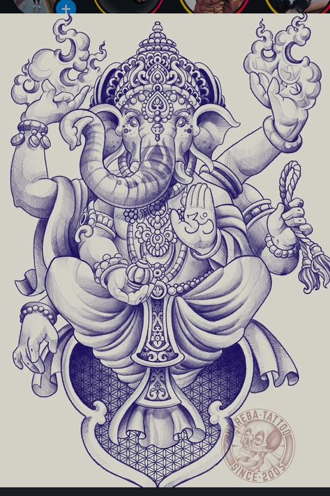 Ganesha Tattoo Back, Ganesh Symbolism, Ganesha Tattoo Mandala, Ganpati Tattoo, Geometric Tattoo Hand, Gods Images, Ganesha Sketch, Ganesh Tattoo, Elephant Sketch