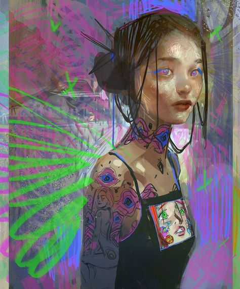 Ahmed Aldoori, Art Drawings Sketches Creative, Cyberpunk Art, Art Style Inspiration, Illustration Character Design, Painting Style, Art Drawings Sketches, Portrait Drawing, Cool Drawings