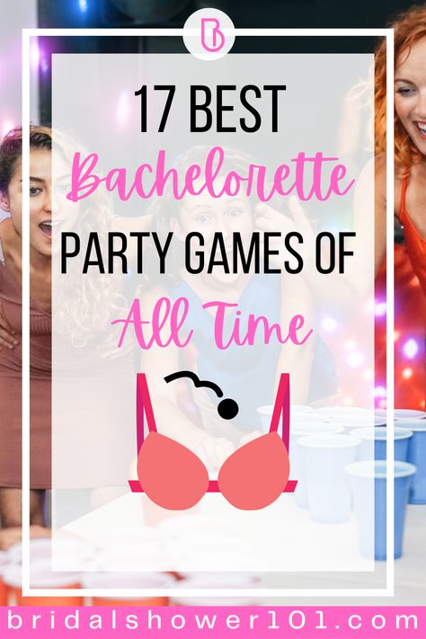 17 Best Bachelorette Party Games For Girls’ Night | Bridal Shower 101 Bachelorette Party Games About The Bride, Bachelorette Lingerie Party Games, Best Friends Bachelorette Party, Bachelorette Game Night Ideas, Bachelorette Party Yard Games, Bridesmaid Games Bridal Showers, Bachlerotte Party Ideas Games, Bachelorette Prizes For Games, Active Bachelorette Party Games