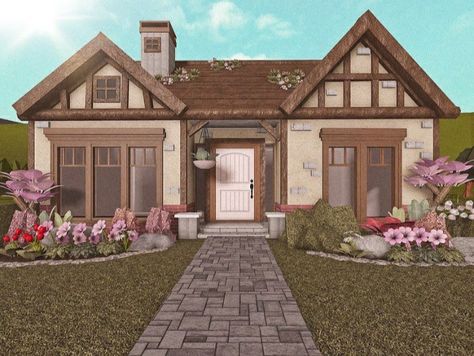 Cottage Layout, Cottage Core Bloxburg House, Bloxburg Cottage, House Plans With Pictures, Bloxburg House Ideas 2 Floor, House Decorating Ideas Apartments, Small House Layout, Tiny House Layout, Diy House Plans