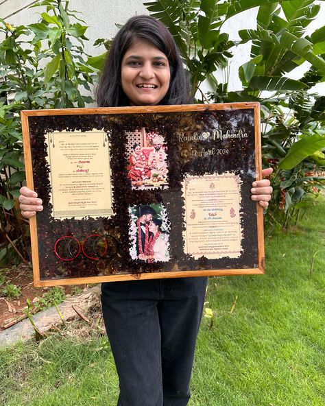 We called this as masterpiece ❤️❤️ turned out sooo beautiful and elegant ❤️🌺 We preserved their wedding garland and wedding card in such beautiful way hope you all liked the way it turned out ✨💕 Anniversary gift, unique gift , unique birthday gift, unique gifts for husband, unique anniversary gift, unique housewarming gift, resin art bangalore, resin art india, bangalore resin art, wedding varmala preservation Resin Gift For Husband, Wedding Card Preservation, Resin Wedding Card, Wedding Varmala Resin Art, Varmala Preservation Ideas, Varmala Resin Art, Varmala Preserve In Resin, Wedding Varmala, Varmala Preservation