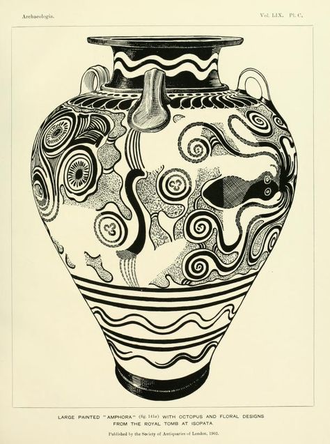 From "The prehistoric tombs of Knossos" by Sir Arthur Evans. #Minoans #Crete #vase #ceramics Greek Inspired Pottery, Prehistoric Pottery, Ancient Crete, Vase Ceramics, Minoan Art, Flash Ideas, Pottery Inspiration, Ceramics Ideas, Broken China