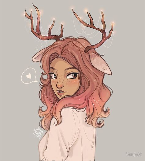 Deer by itslopez Deer Girl, A Drawing, Pablo Picasso, Girl Drawing, Drawing People, 그림 그리기, Character Drawing, The Words, Drawing Inspiration