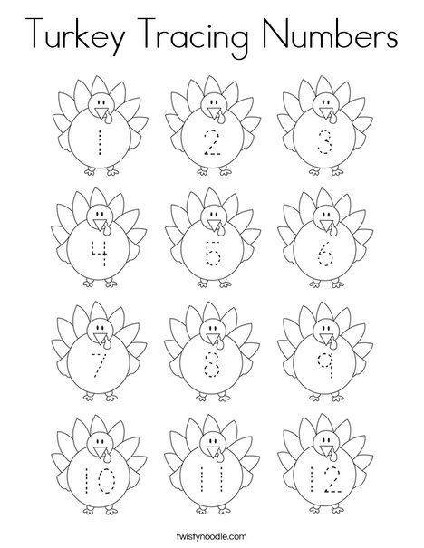 Turkey Tracing Numbers Coloring Page - Twisty Noodle Thanksgiving Activities Preschool, Tracing Numbers, Thanksgiving Lessons, Thanksgiving Kindergarten, Thanksgiving Crafts Preschool, Thanksgiving Worksheets, Thanksgiving School, Twisty Noodle, Fall Preschool Activities