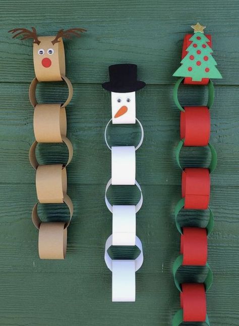 Christmas Countdown Crafts, Classroom Christmas Decorations, Preschool Christmas Crafts, Christmas Arts And Crafts, Paper Chains, Fun Christmas Crafts, Easy Christmas Decorations, Xmas Diy, Preschool Christmas