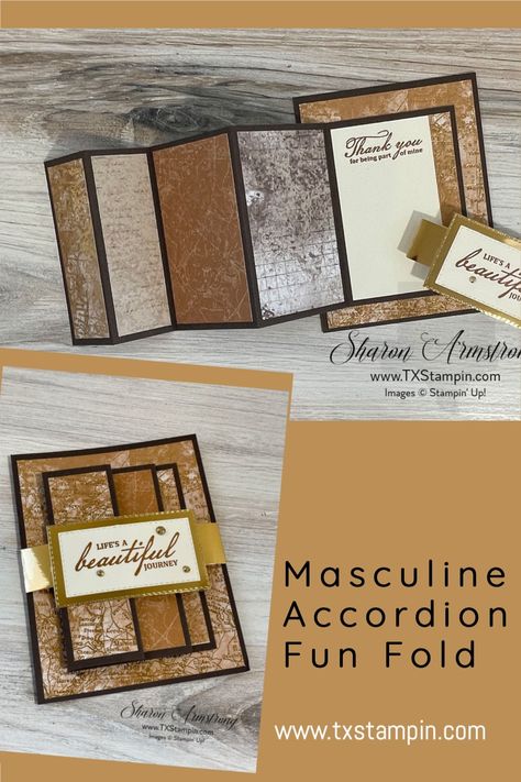 Stamping Up Masculine Cards, Guys Birthday Cards Diy, Masculine Greeting Cards Handmade, Diy Fun Birthday Cards, Stampin Up Mens Birthday Cards Guys, Accordion Fold Cards Tutorial, Accordion Fold Card, Masculine Cards Birthday, Masculine Homemade Cards