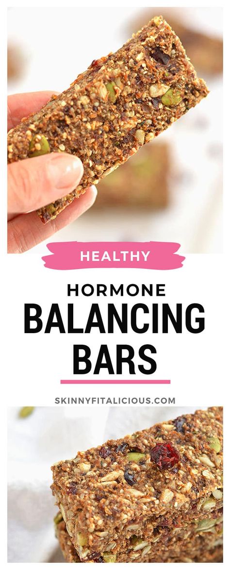 Healthy Hormone Balancing Bars are the perfect 3-ingredient snack. #healthy #hormone #balance #bar #nobake #lowcalorie #glutenfree #baking Hormone Balancing Smoothie, Hormone Balancing Recipes, Hormone Diet, Hormone Balancing Diet, Foods To Balance Hormones, Weight Gain Supplements, Healthy Low Calorie Meals, Protein Cake, Healthy Hormones