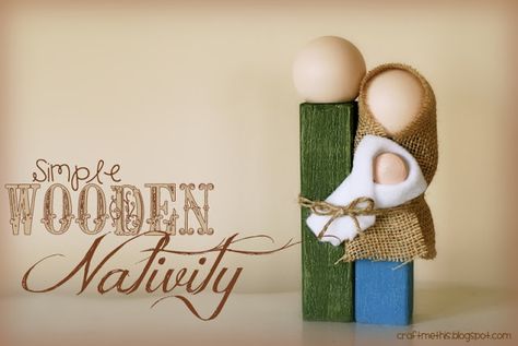 Craft Me This: Simple Wooden Nativity - a little different take on the set the girls made last year Advent Projects, Nativity Craft, Nativity Ideas, Super Saturday Crafts, Simple Nativity, Bestie Board, Simple Holiday Gifts, Wooden Nativity, Selling Crafts